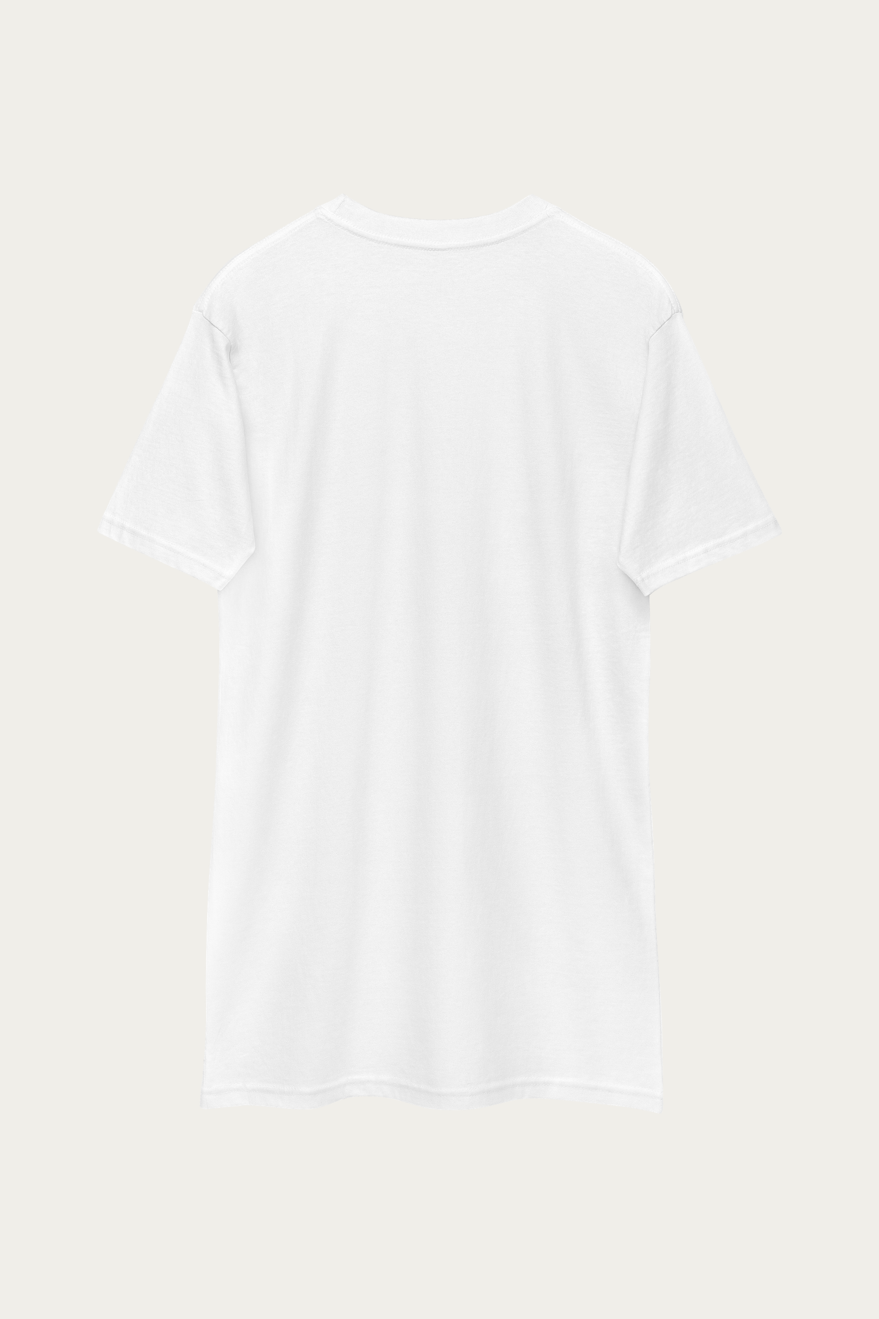 BLVNT x LIFE Tee, White by Andre Blunt, from the back, on a Cloud White ground