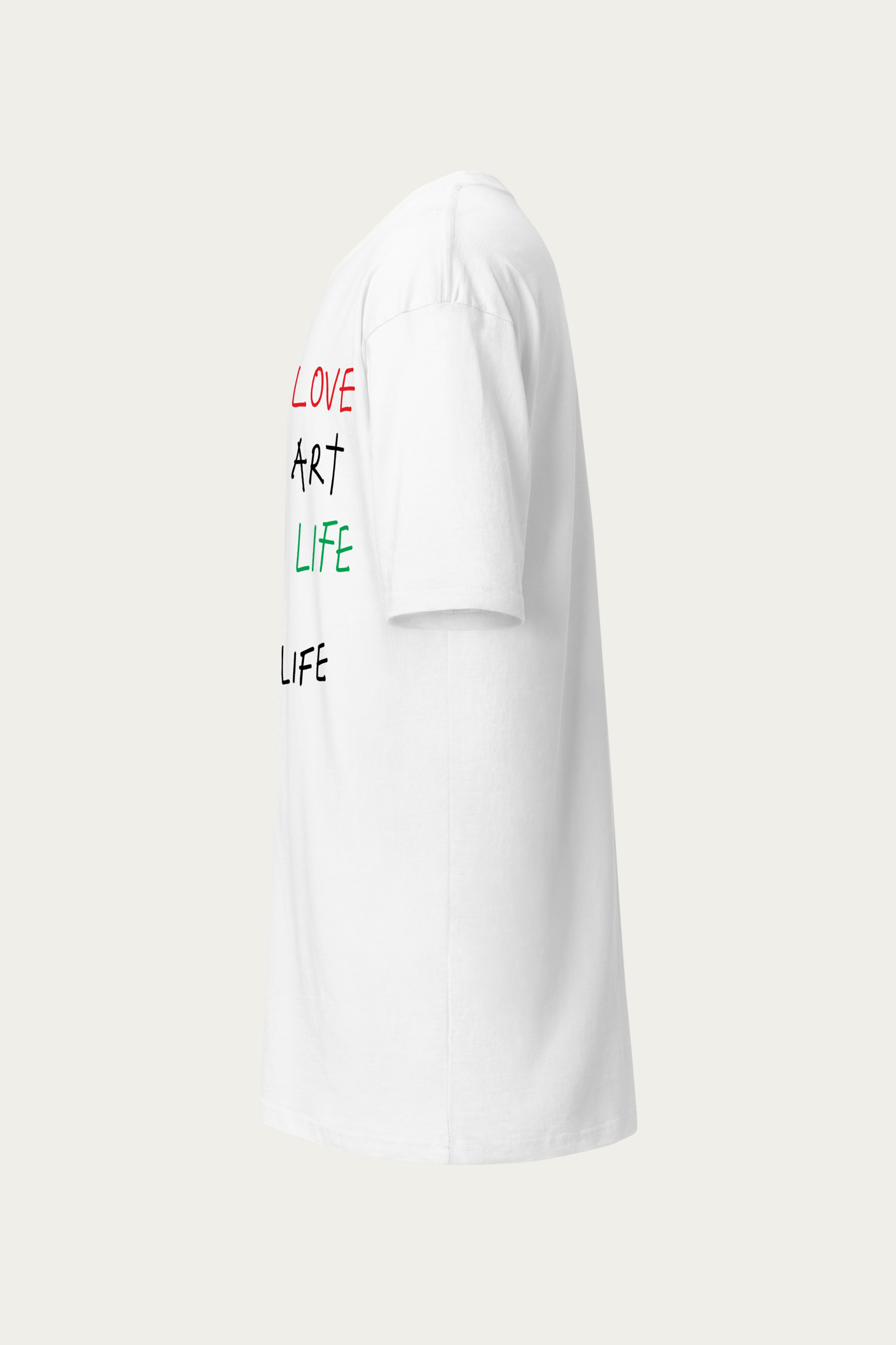 BLVNT x LIFE Tee, White by Andre Blunt, from the left, on a Cloud White ground