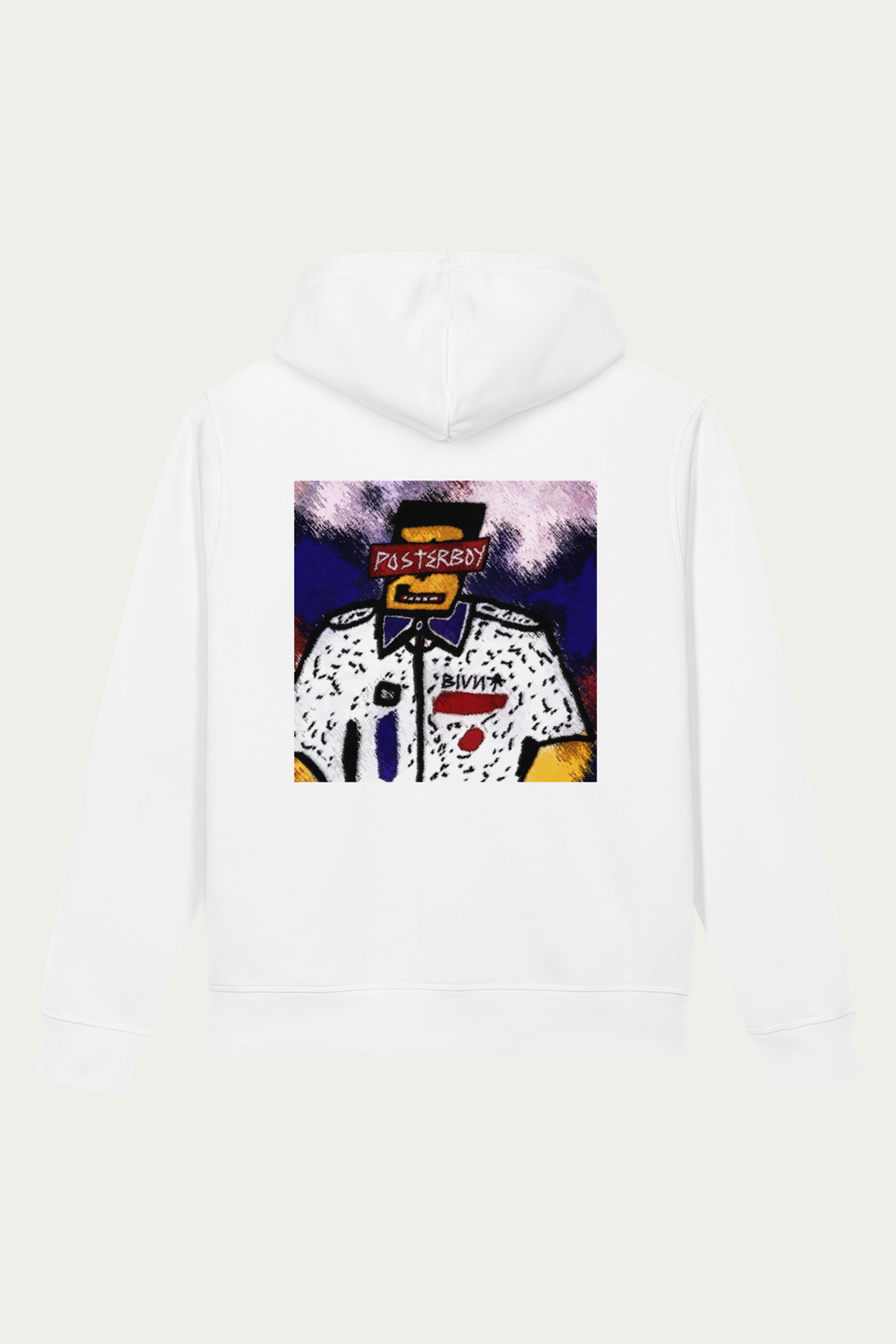 A BLVNT Flick Side Pocket Hoodie, White, back