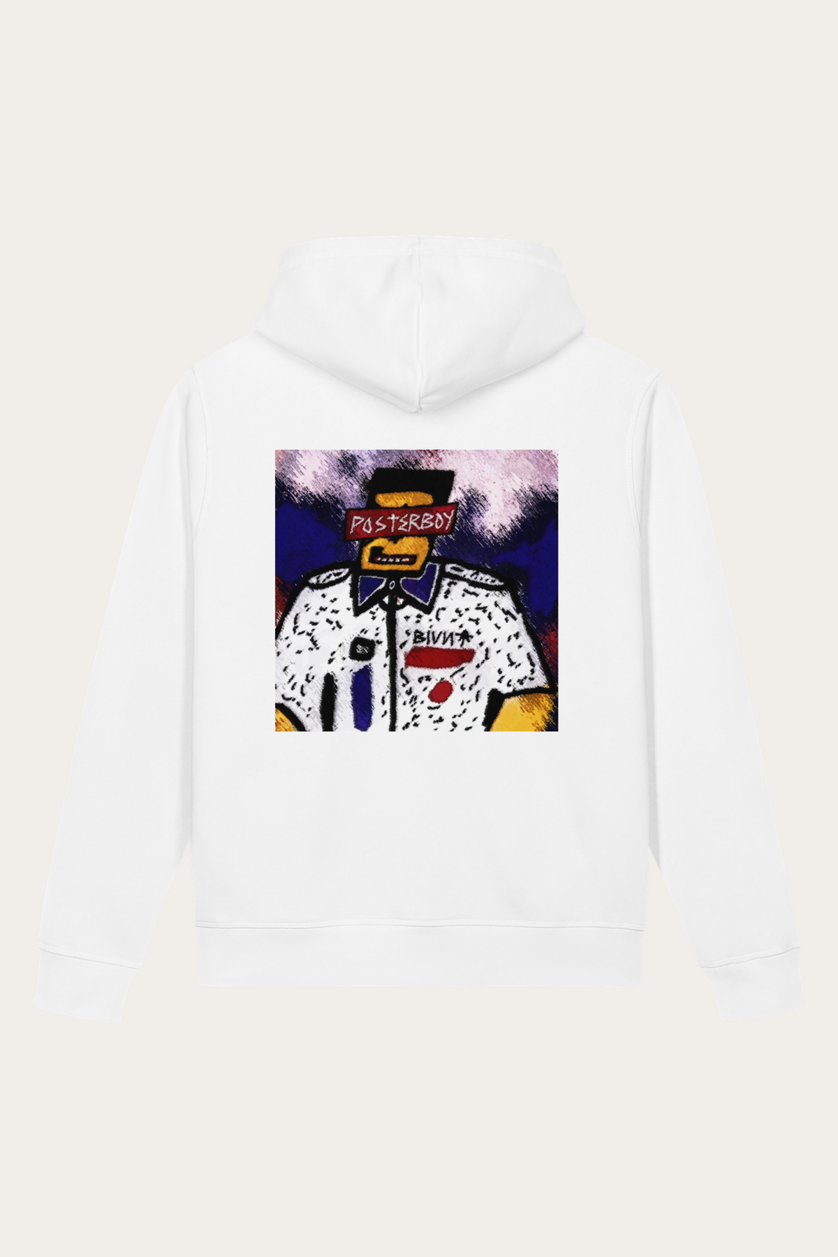 A BLVNT Flick Side Pocket Hoodie, White, back