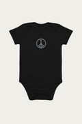 Baby Bodysuit, Black by Andre Blunt, front, on a Cloud White ground