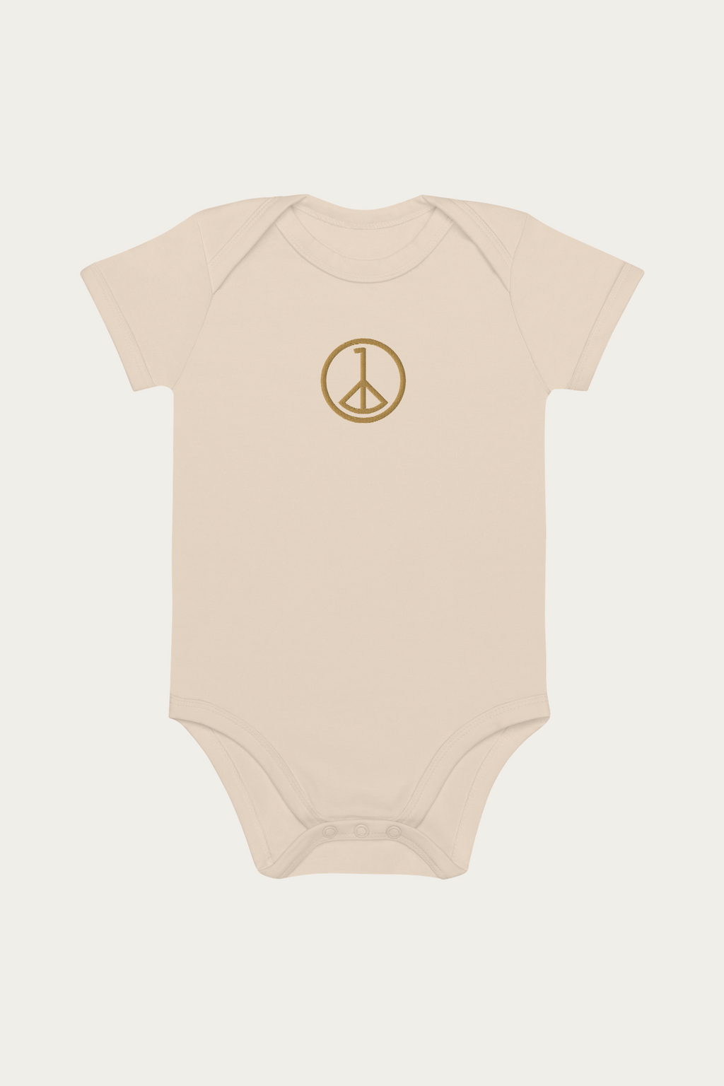Baby Bodysuit, Natural by Andre Blunt, front, on a Cloud White ground