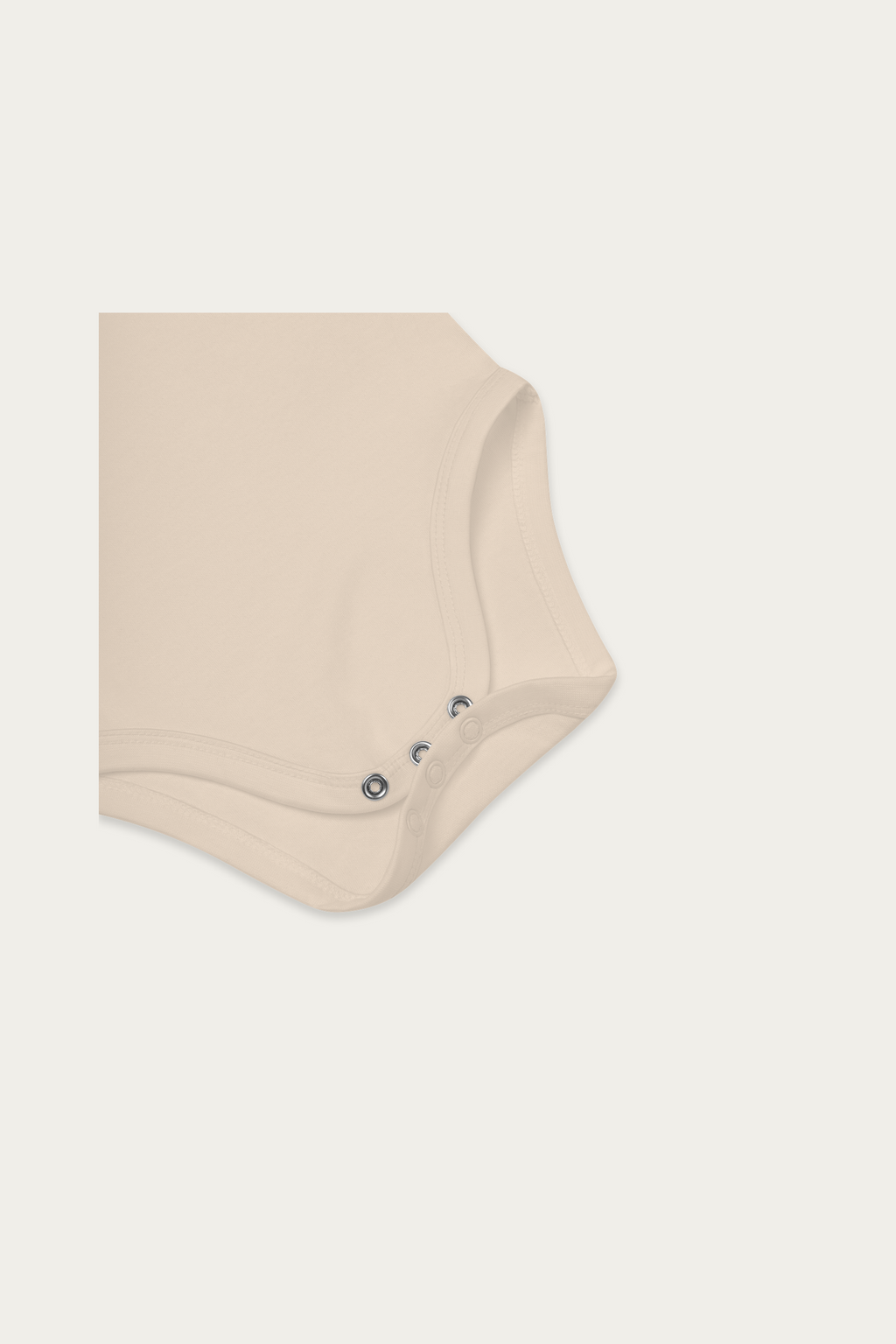 Baby Bodysuit, Natural by Andre Blunt, product details 2, on a Cloud White ground