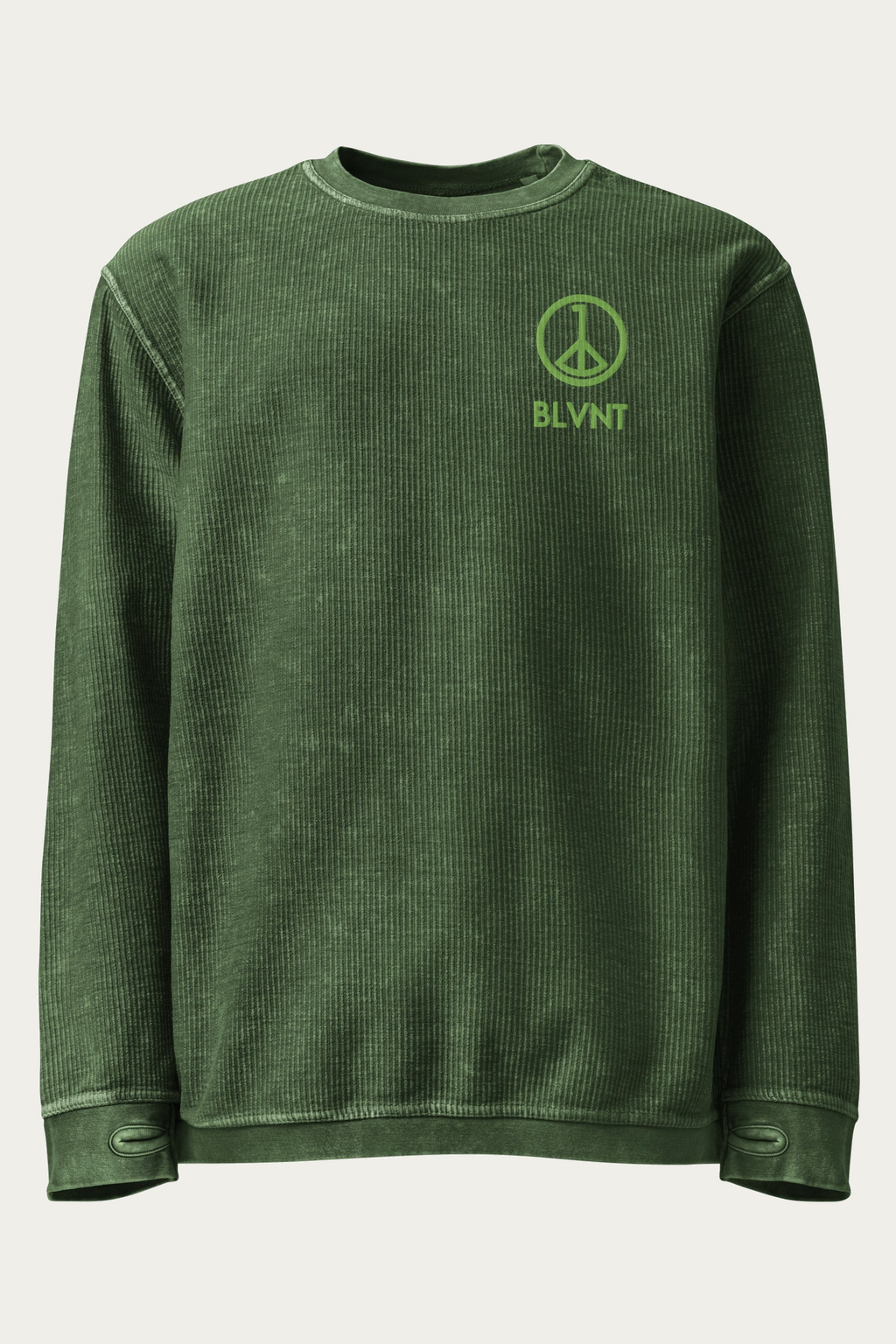 BLVNT Cord Sweatshirt, Green, front