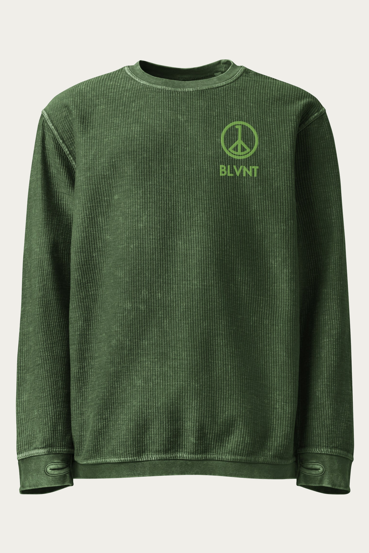 BLVNT Cord Sweatshirt, Green, front