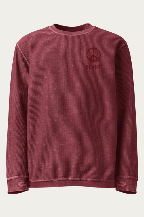 BLVNT Cord Sweatshirt, Maroon, front