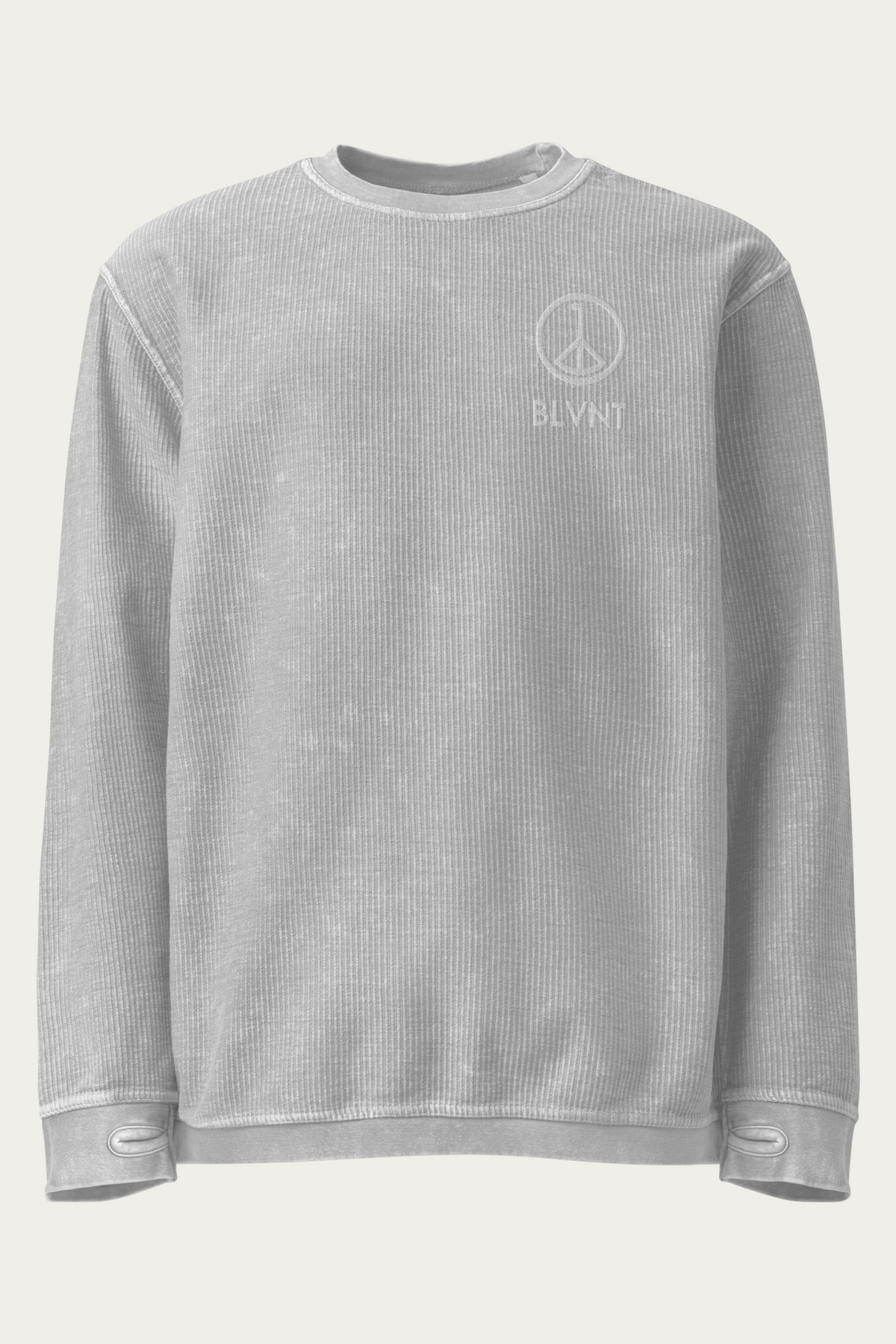 BLVNT Cord Sweatshirt, Silver, front