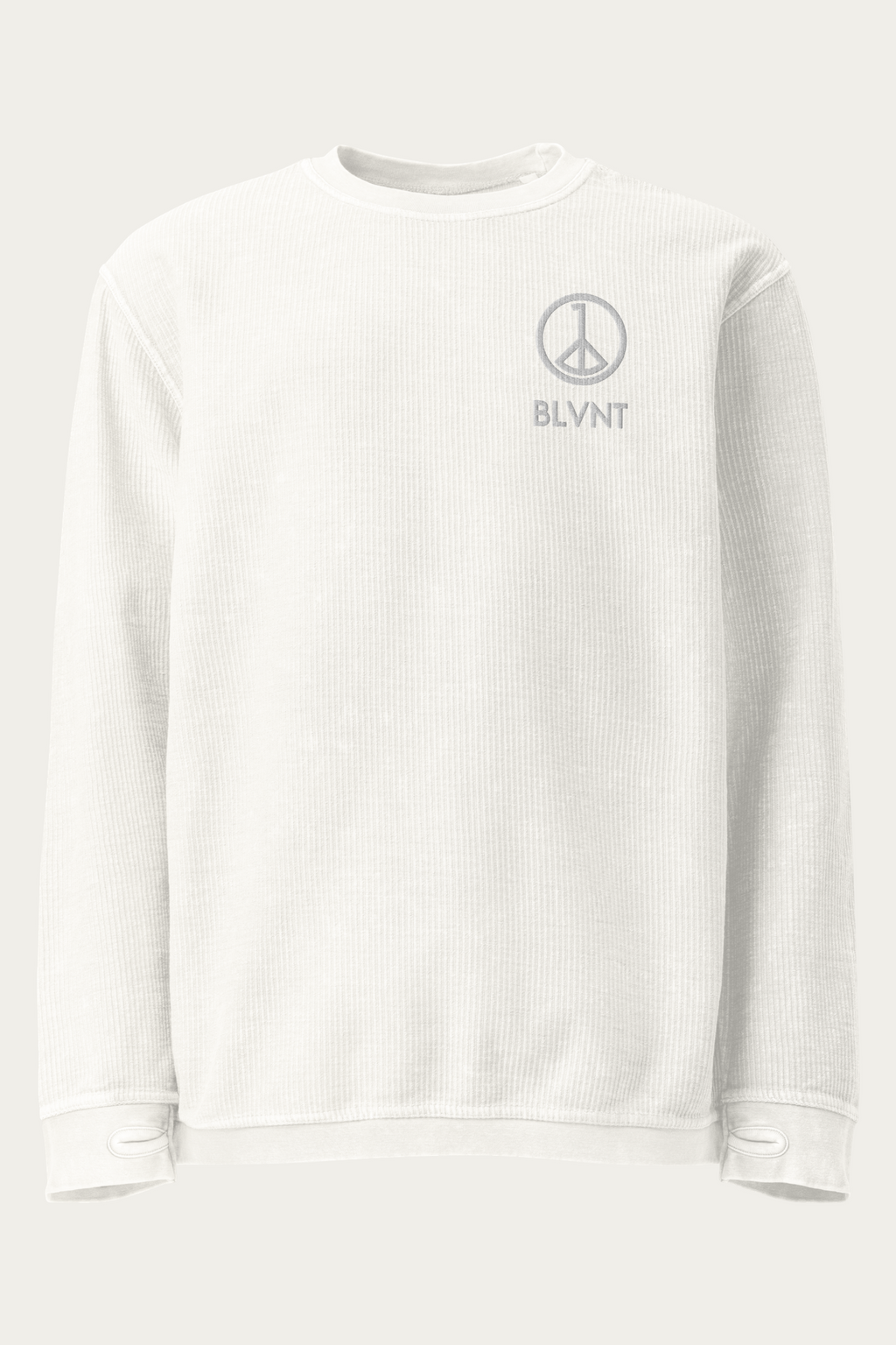 BLVNT Cord Sweatshirt, White, front