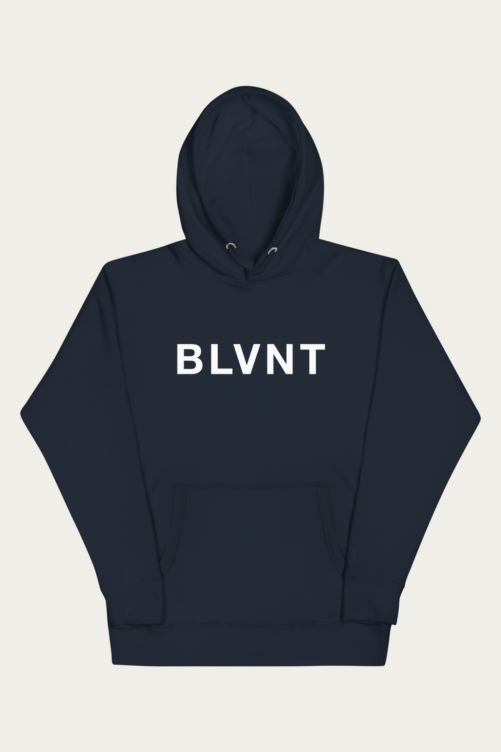 BLVNT Graphic Hoodie, Navy by Andre Blunt, shown on a Cloud White ground