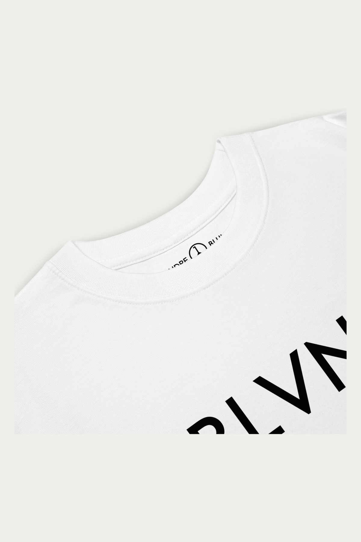 BLVNT Graphic Tee, White by Andre Blunt, detail, on a Cloud White ground