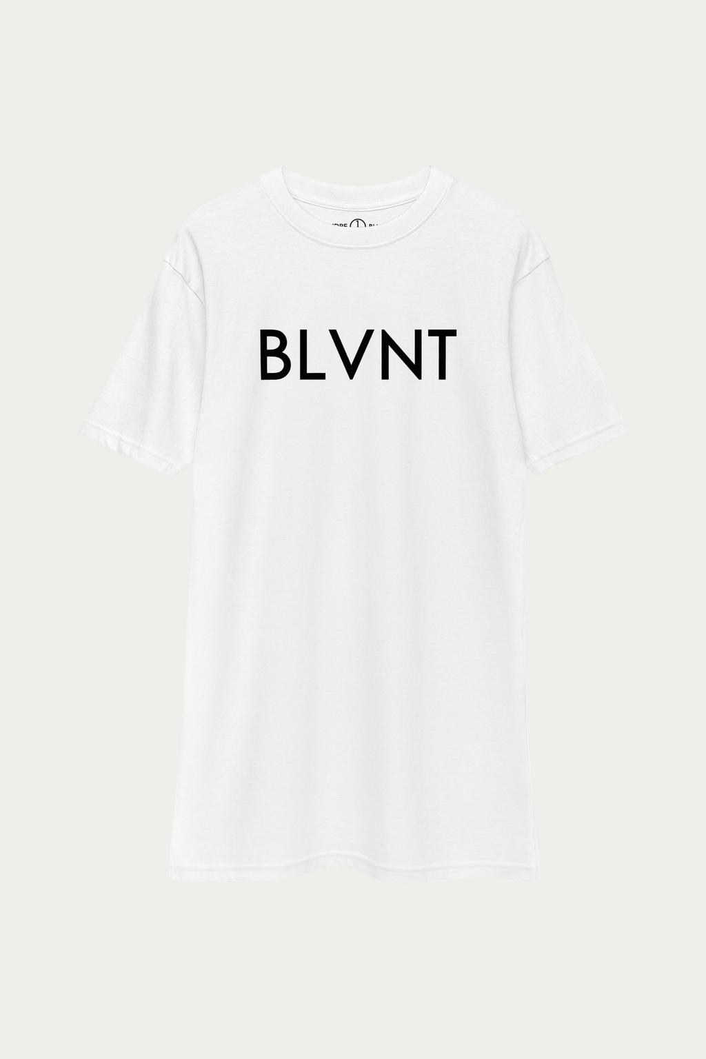 BLVNT Graphic Tee, White by Andre Blunt, shown on a Cloud White ground