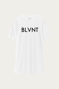 BLVNT Graphic Tee, White by Andre Blunt, shown on a Cloud White ground