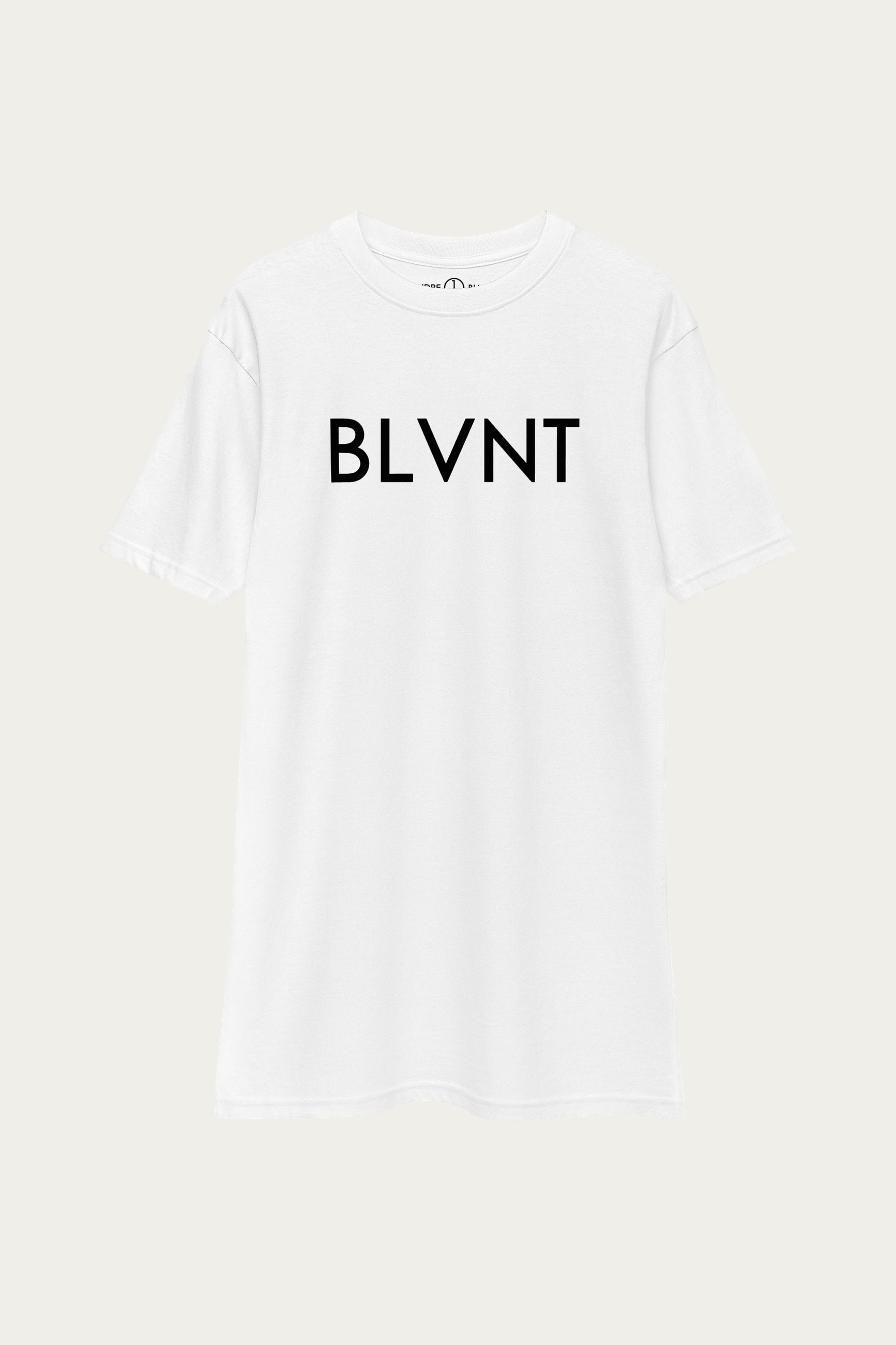 BLVNT Graphic Tee, White by Andre Blunt, shown on a Cloud White ground