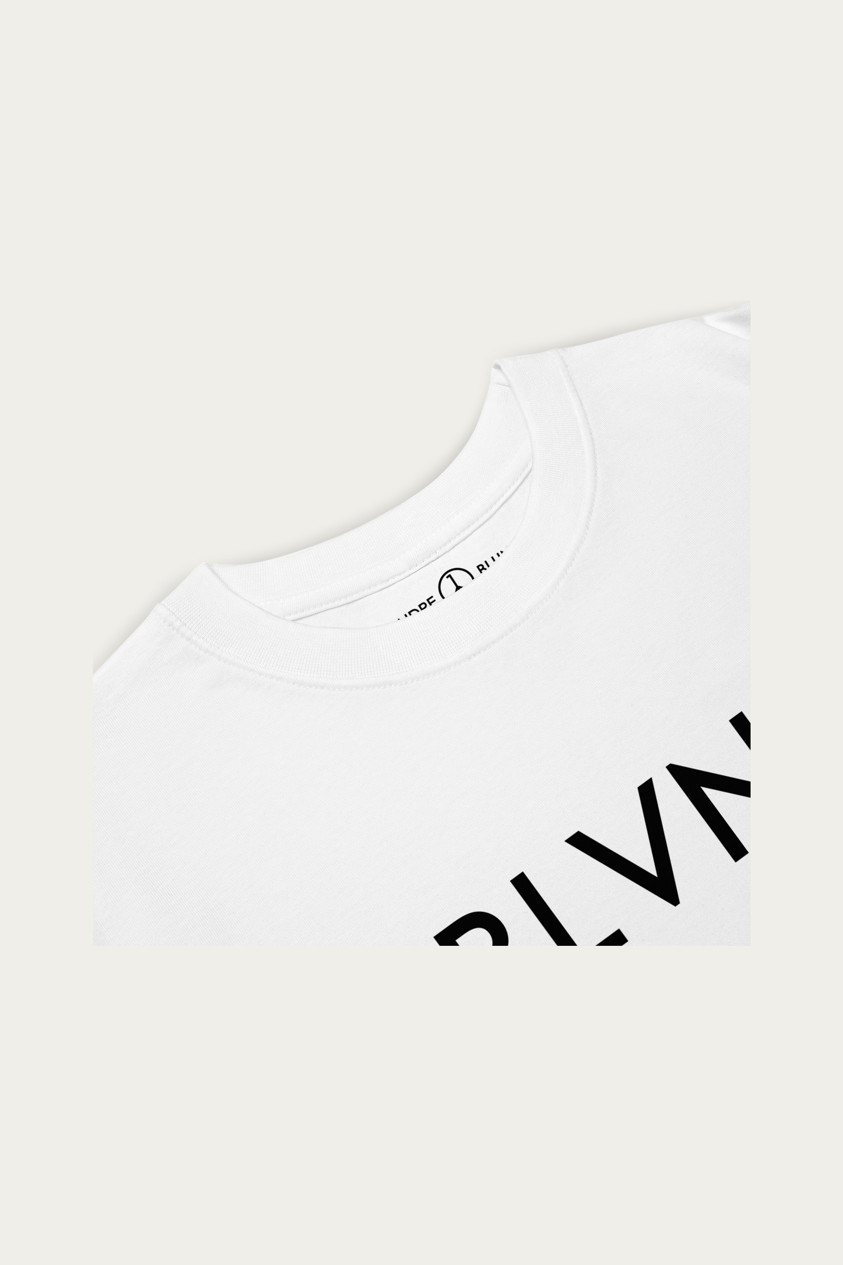 BLVNT Graphic Tee, White by Andre Blunt, detail, on a Cloud White ground