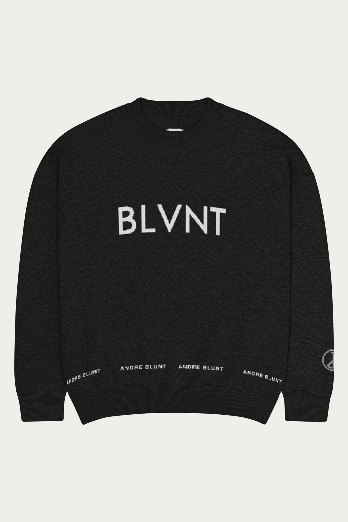 BLVNT Relaxed Knitted Sweater, Black, front