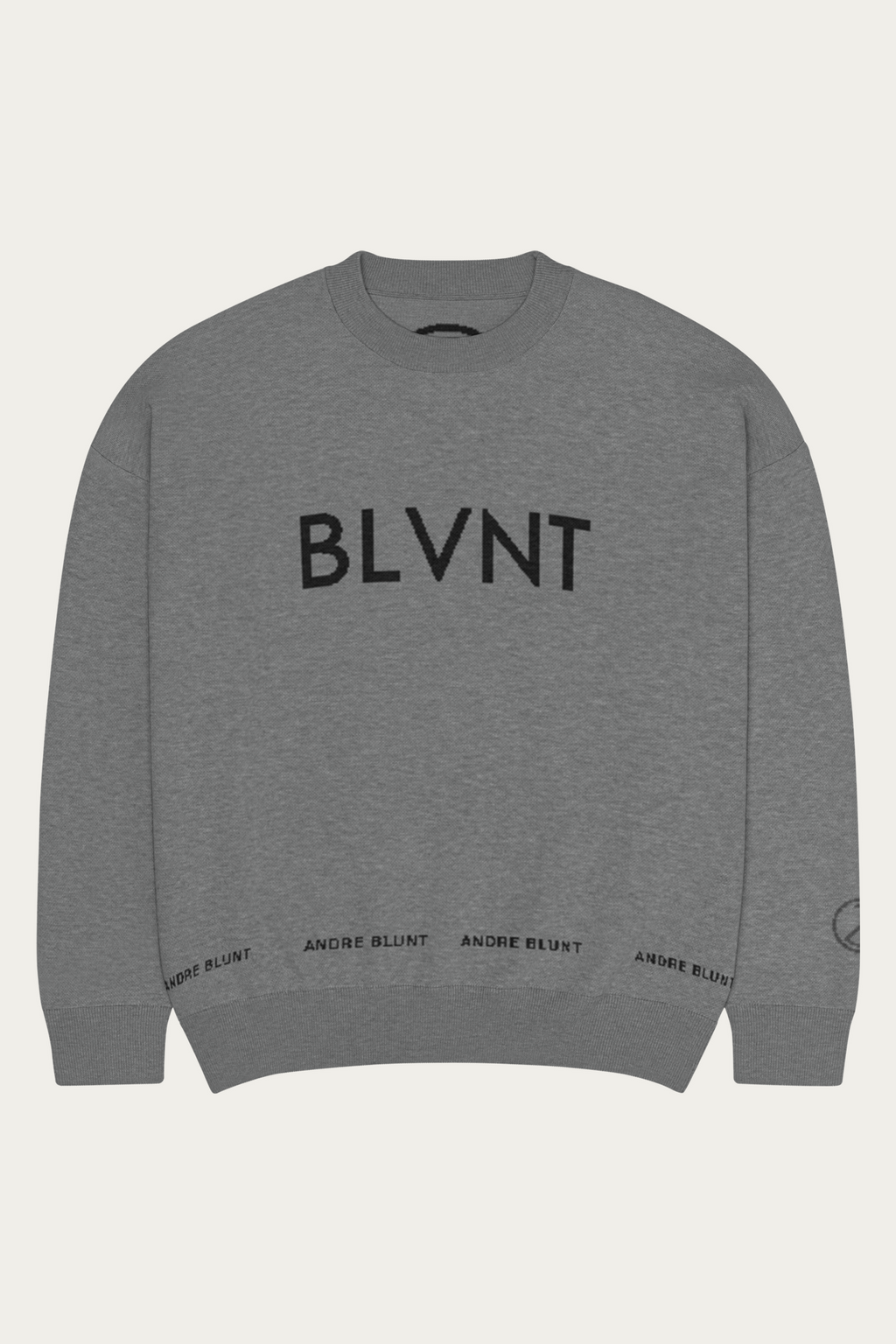 BLVNT Relaxed Knitted Sweater, Grey, front