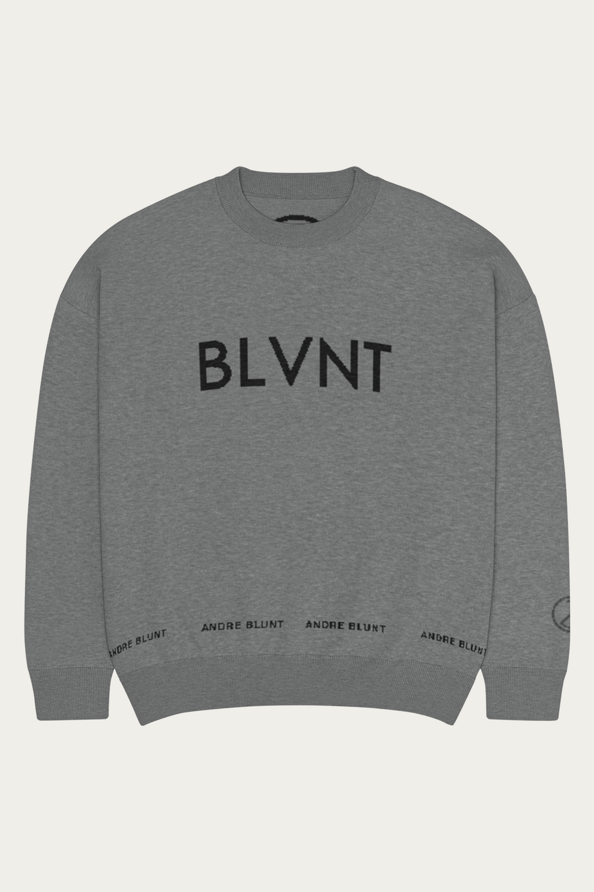 BLVNT Relaxed Knitted Sweater, Grey, front