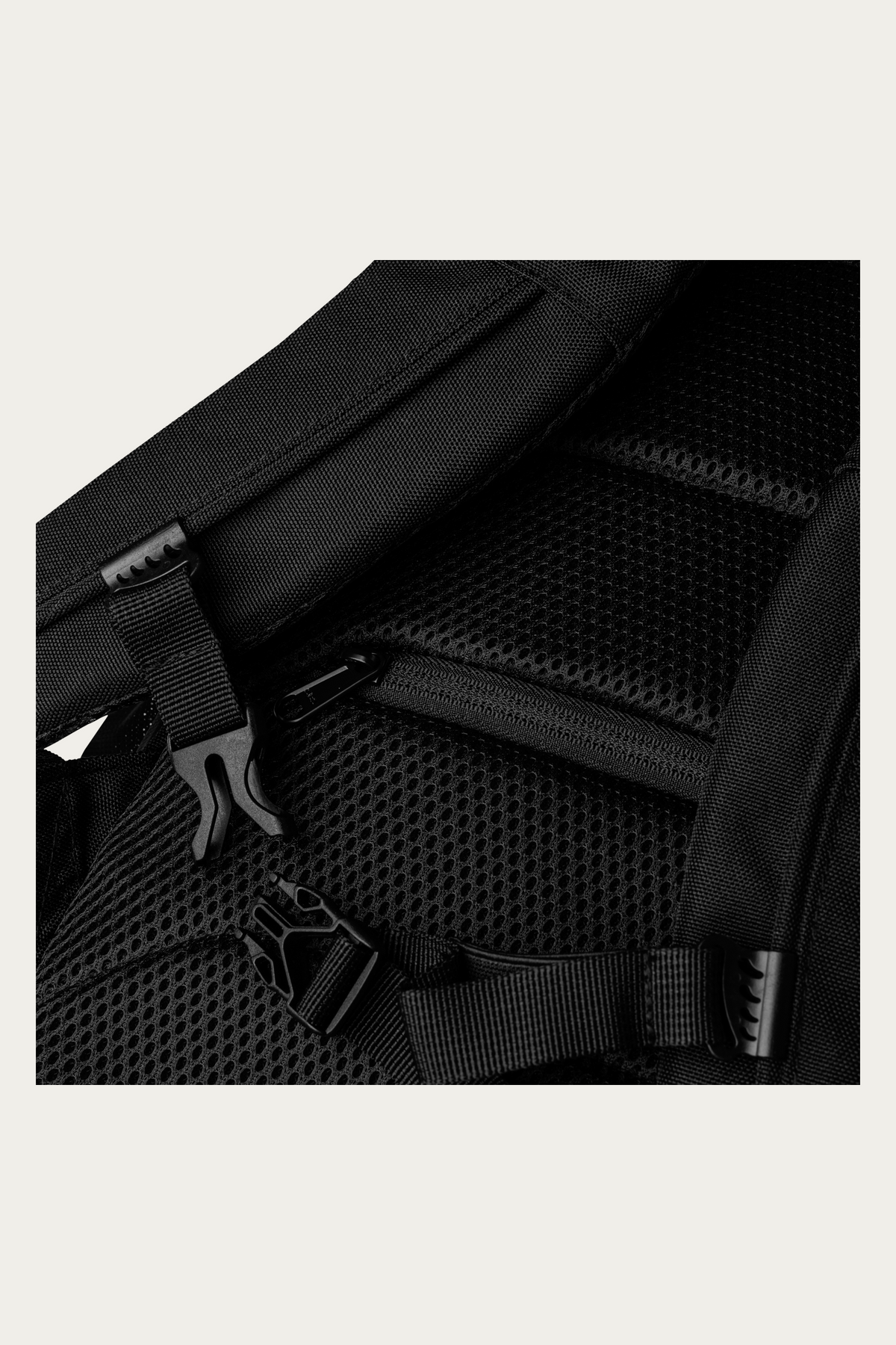 BLVNT Utility Backpack, Black, padded mesh strap detail