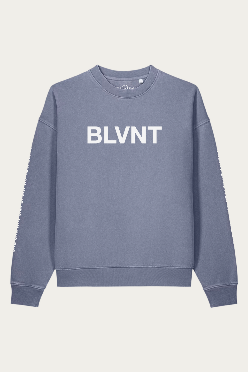 BLVNT Vintage Crewneck, Blue Grey, front