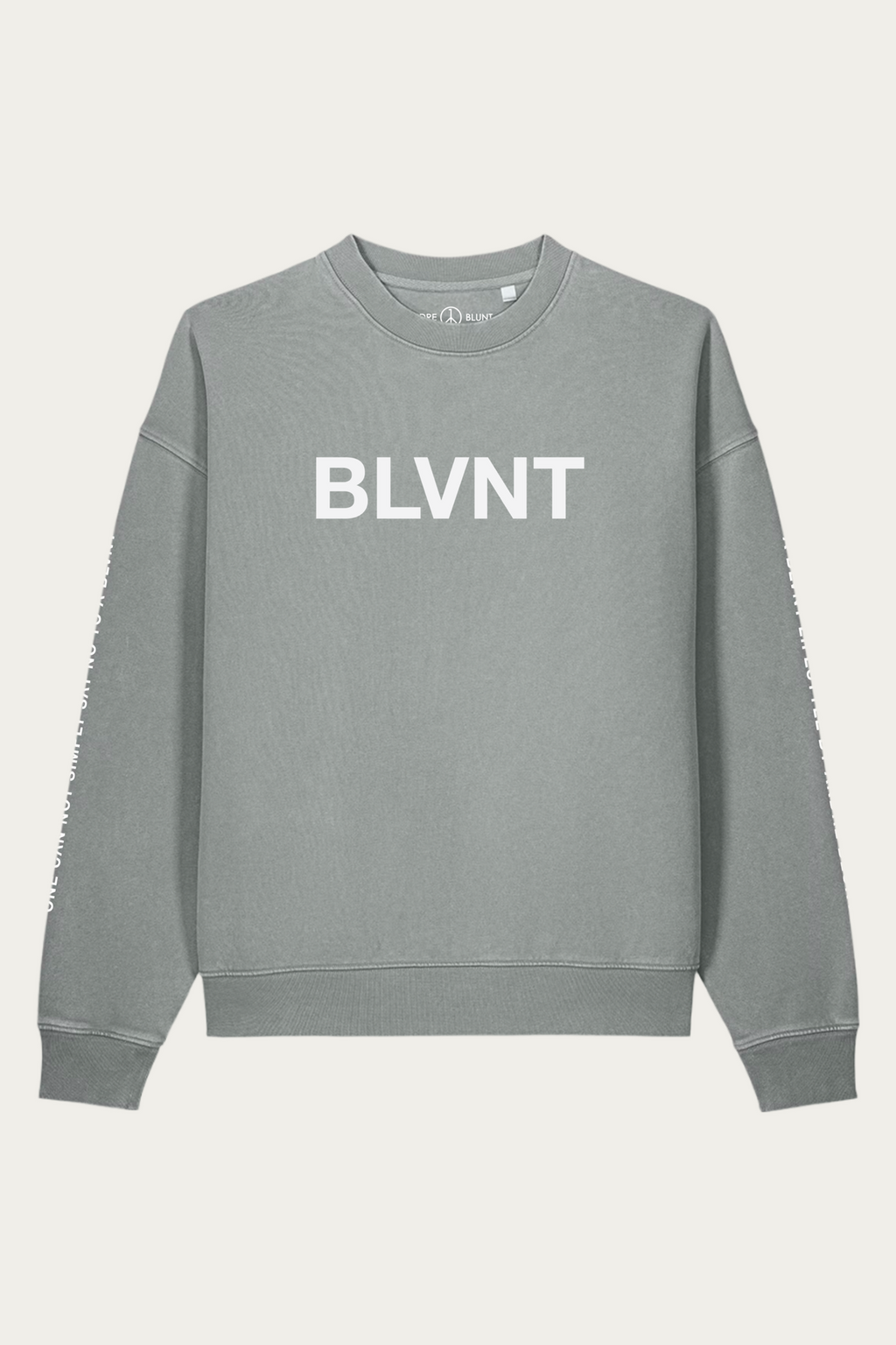 BLVNT Vintage Crewneck, Misty Grey, front