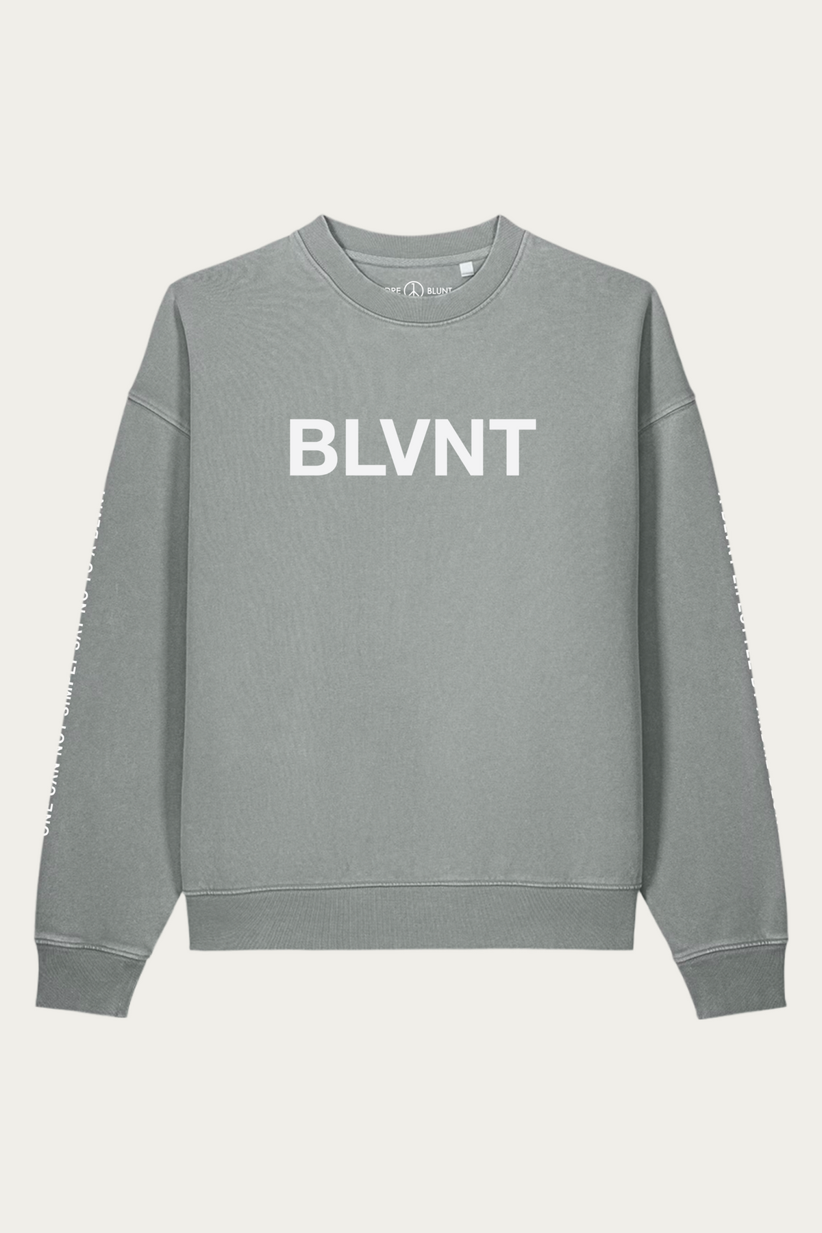 BLVNT Vintage Crewneck, Misty Grey, front
