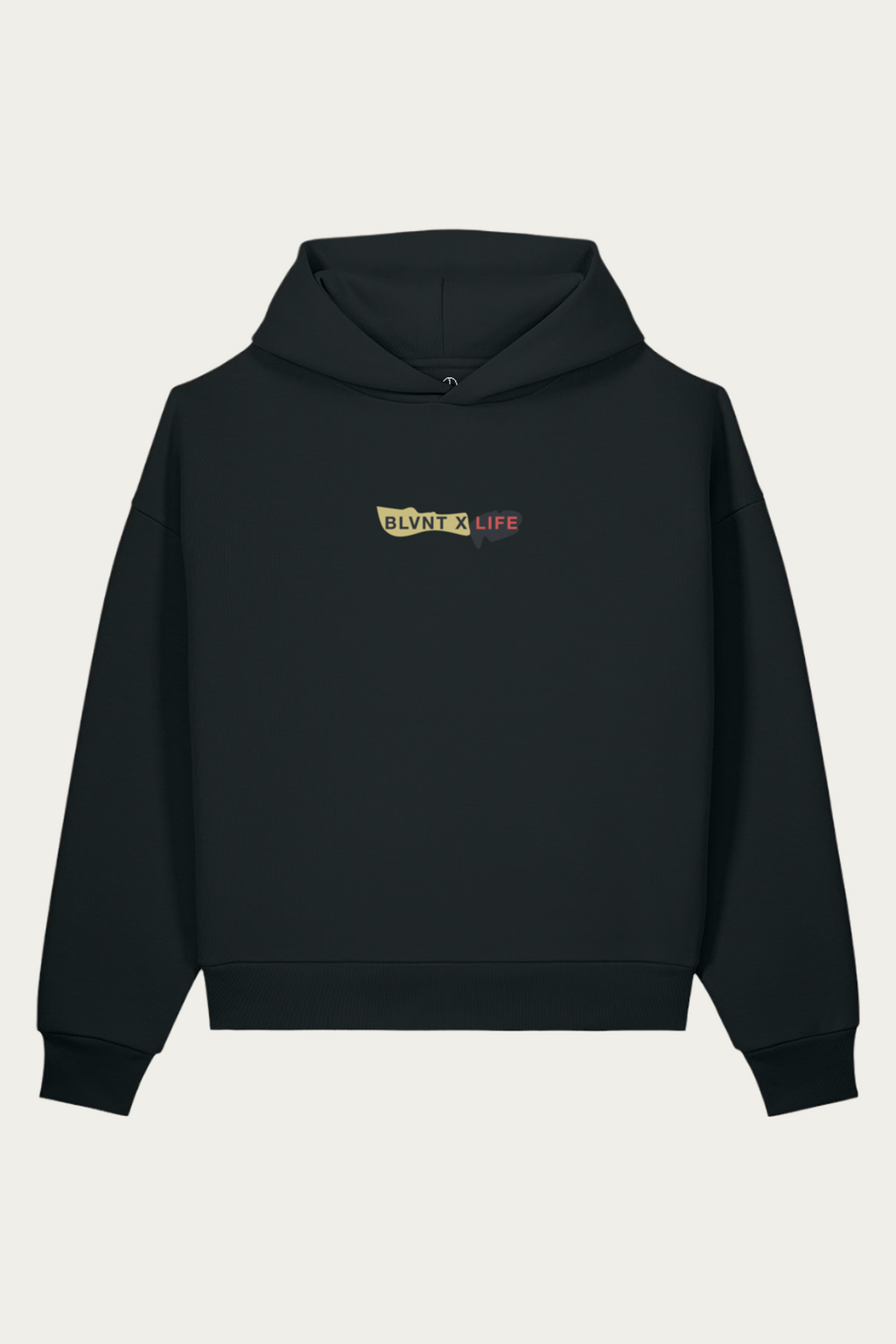 BLVNTxLIFE Sculpted Hoodie, Black, front