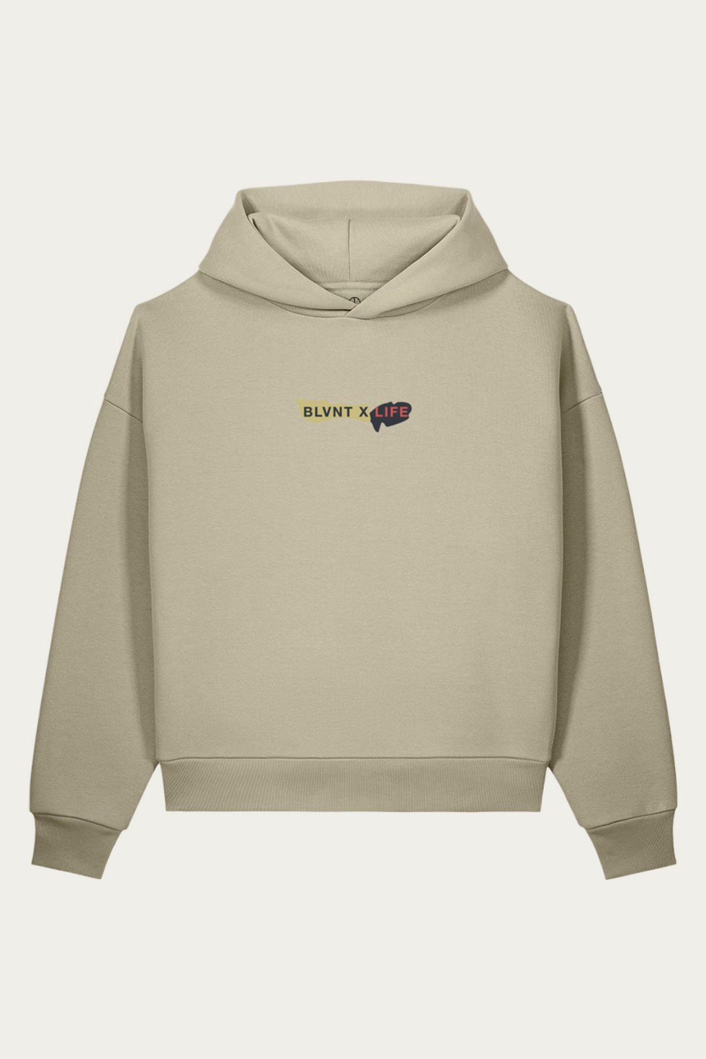 BLVNTxLIFE Sculpted Hoodie, Stone, front