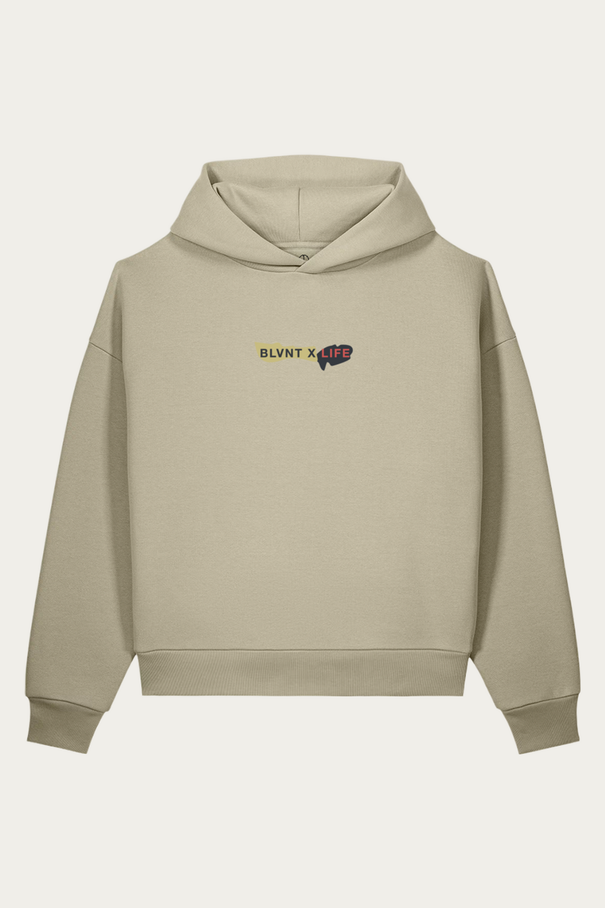 BLVNTxLIFE Sculpted Hoodie, Stone, front