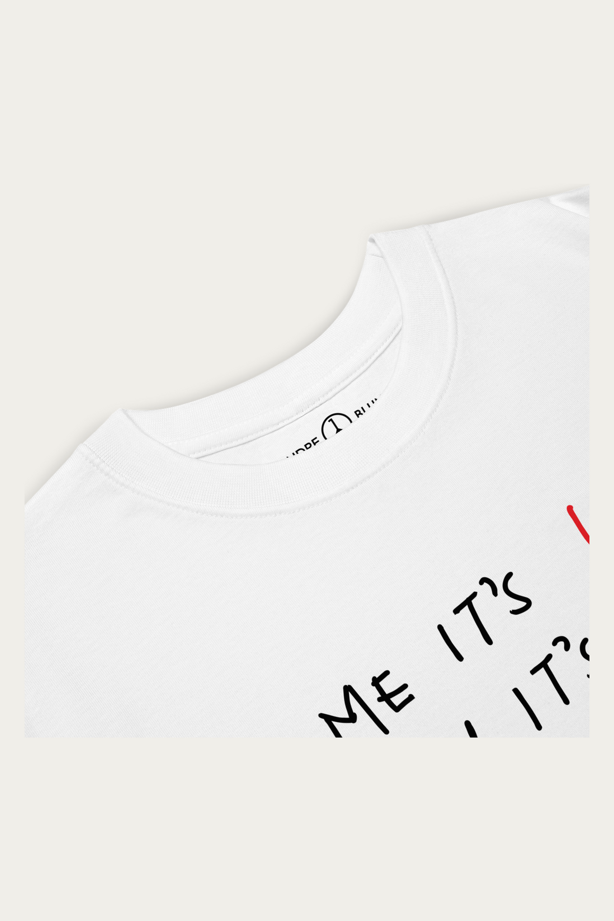 BLVNTxLIFE tee by Andre Blunt, print detail, on a Cloud White ground