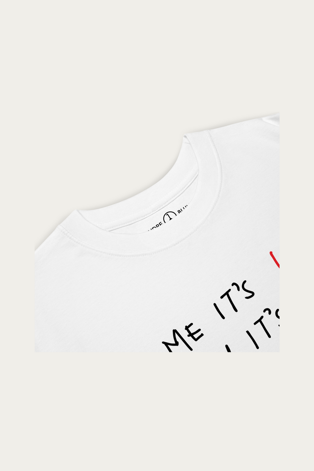 BLVNTxLIFE tee by Andre Blunt, print detail, on a Cloud White ground