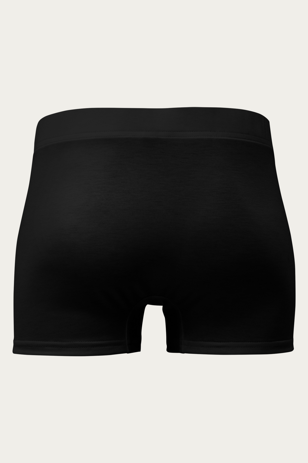 Boxer Briefs, Black by Andre Blunt, from the back, on a Cloud White ground