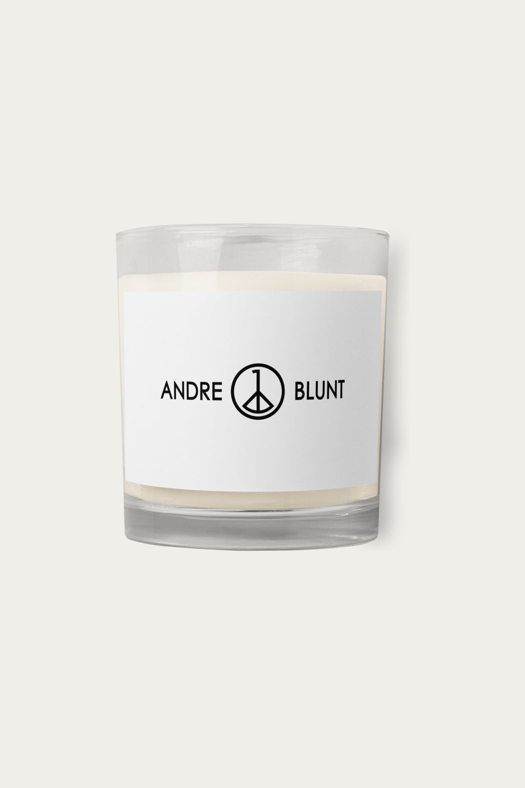 Andre Blunt soy candle in glass, alternate view