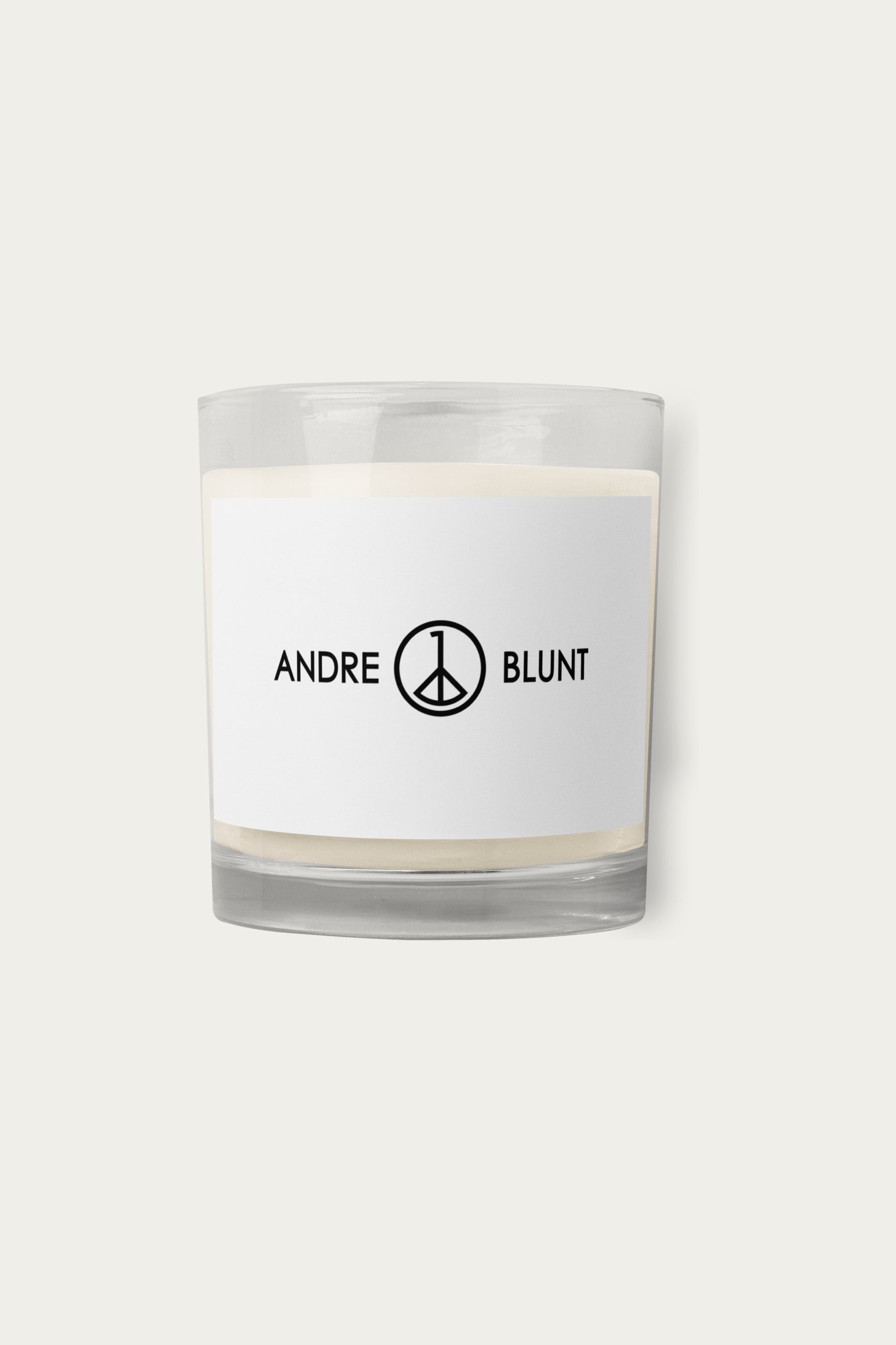 Andre Blunt soy candle in glass, alternate view