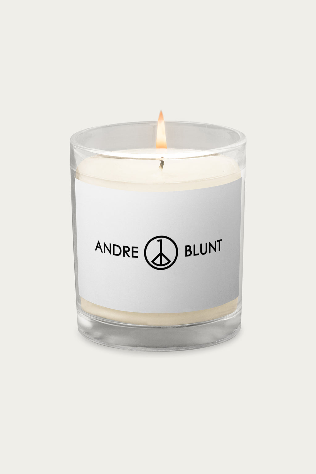 Andre Blunt soy candle in glass, detail