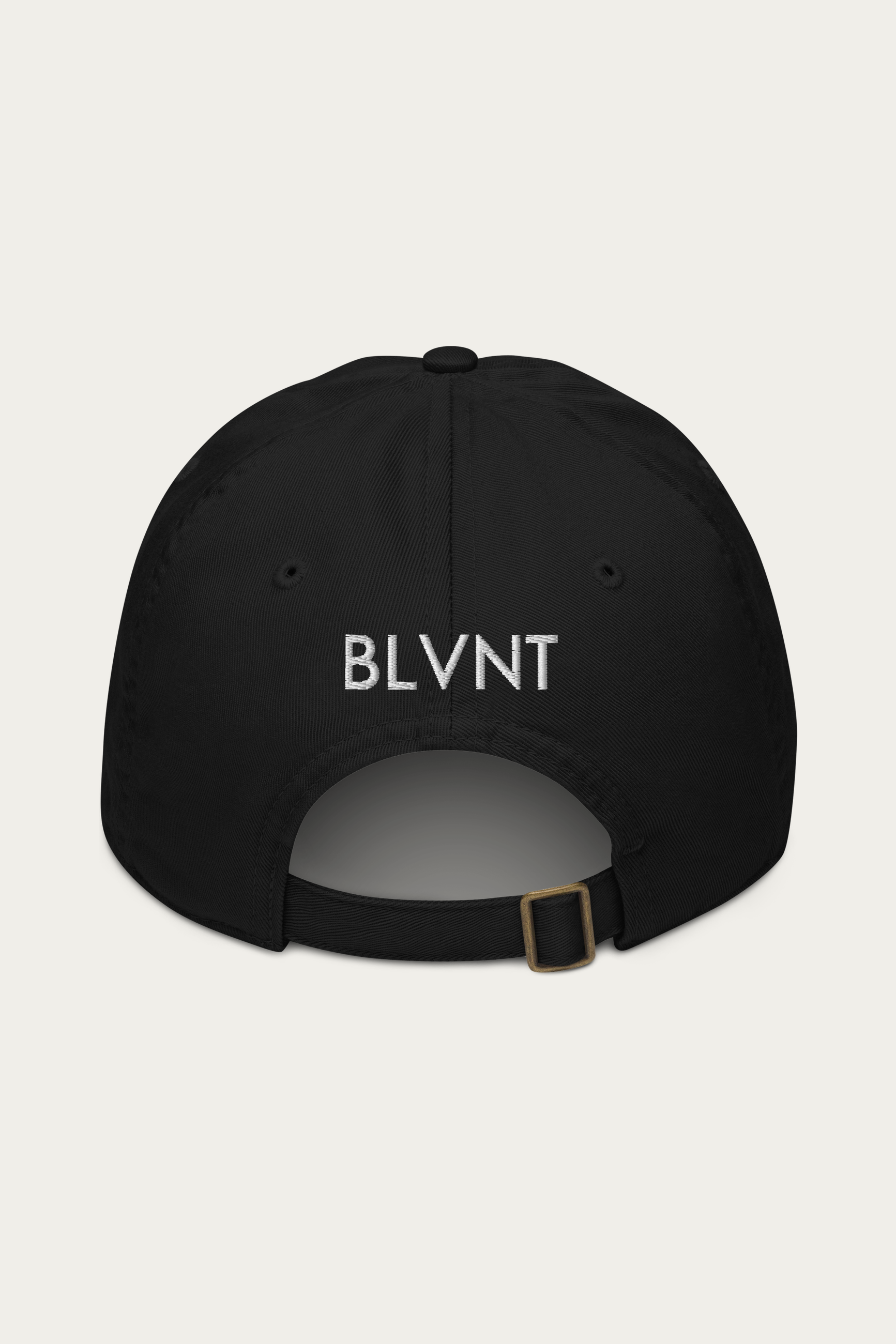 Cap, Black by Andre Blunt, from the back, on a Cloud White ground