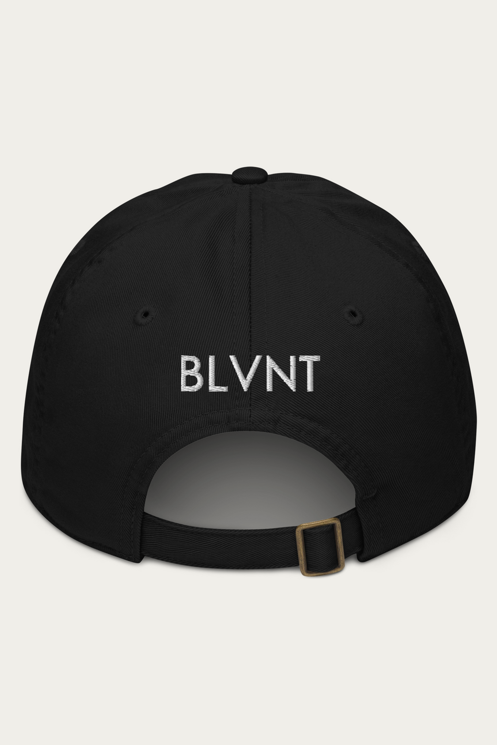 Cap, Black by Andre Blunt, from the back, on a Cloud White ground