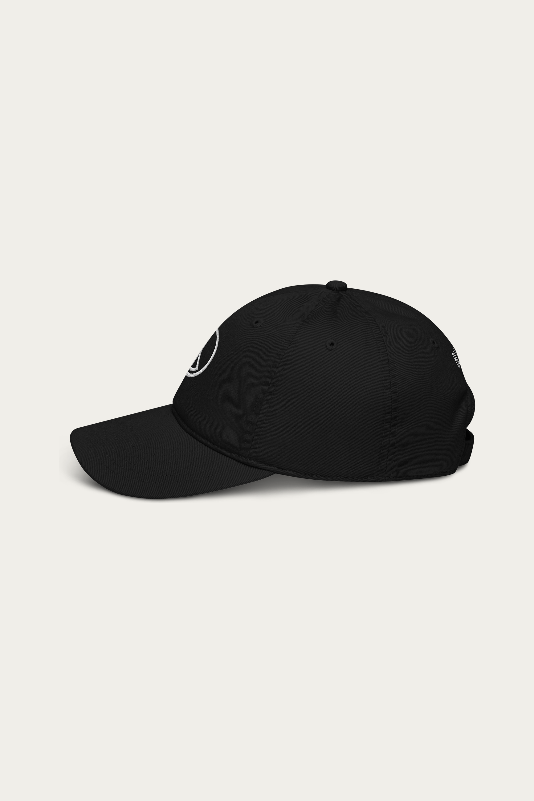 Cap, Black by Andre Blunt, from the left, on a Cloud White ground