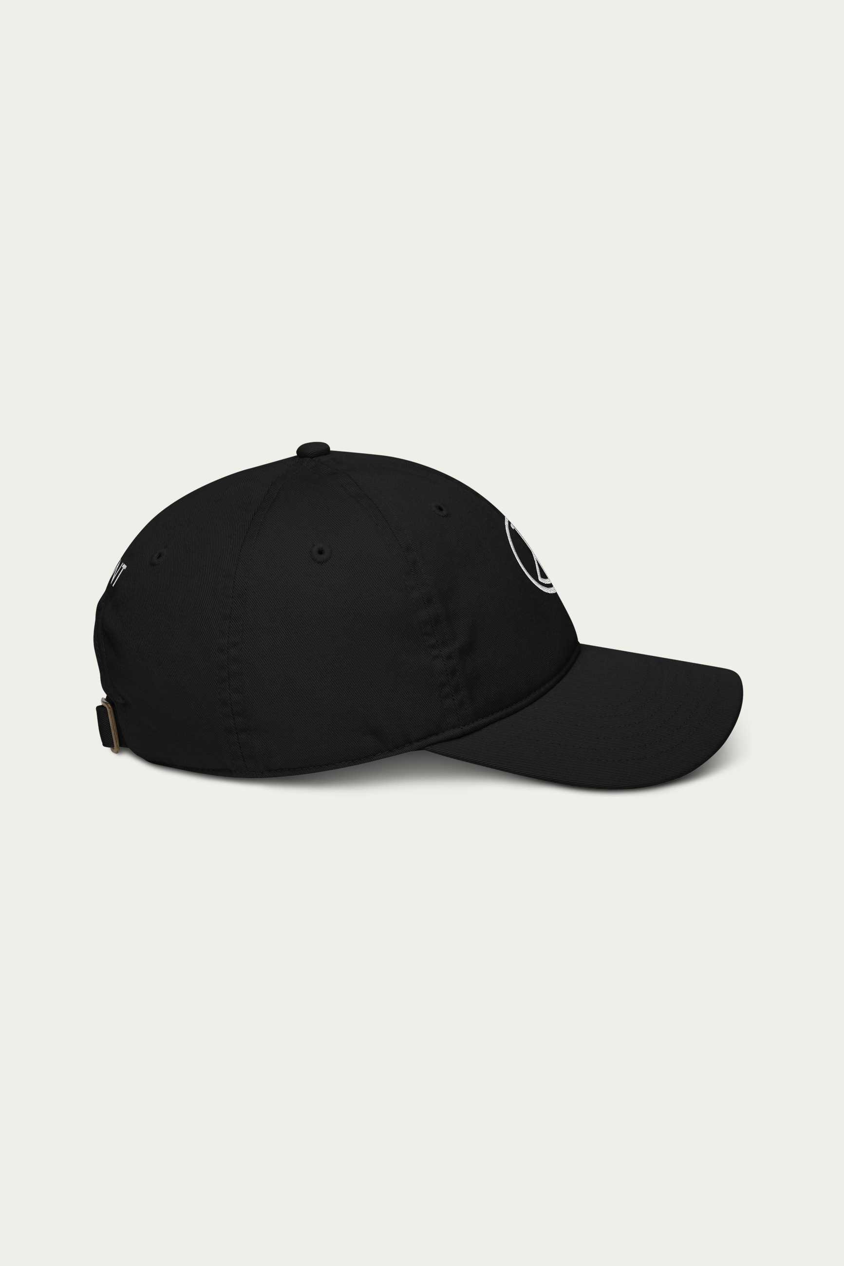 Cap, Black by Andre Blunt, from the right, on a Cloud White ground