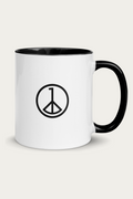 Ceramic Mug, Black by Andre Blunt, from the right, on a Cloud White ground