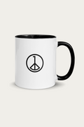Ceramic Mug, Black by Andre Blunt, from the right, on a Cloud White ground