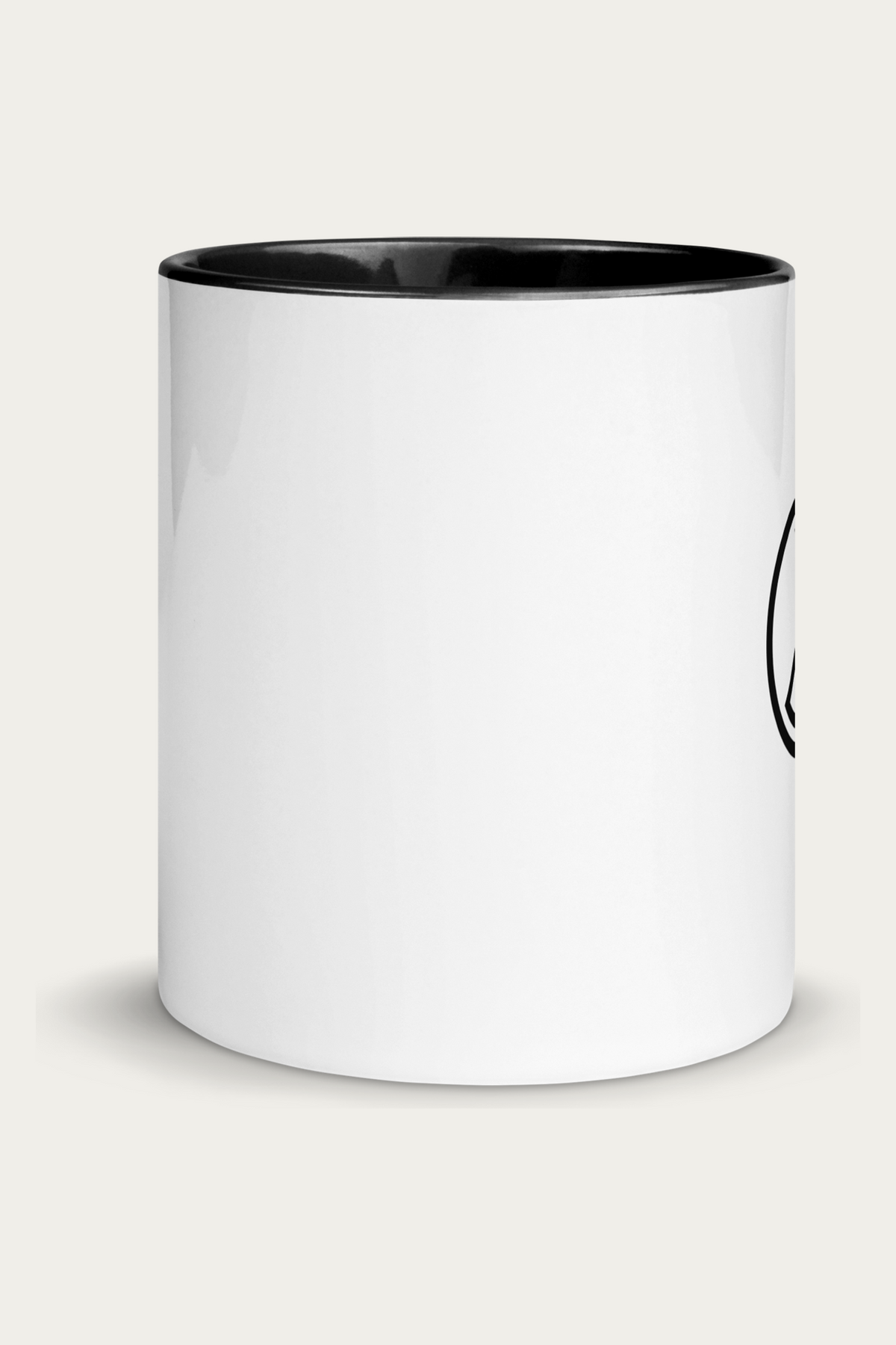 Ceramic Mug, Black by Andre Blunt, shown on a Cloud White ground
