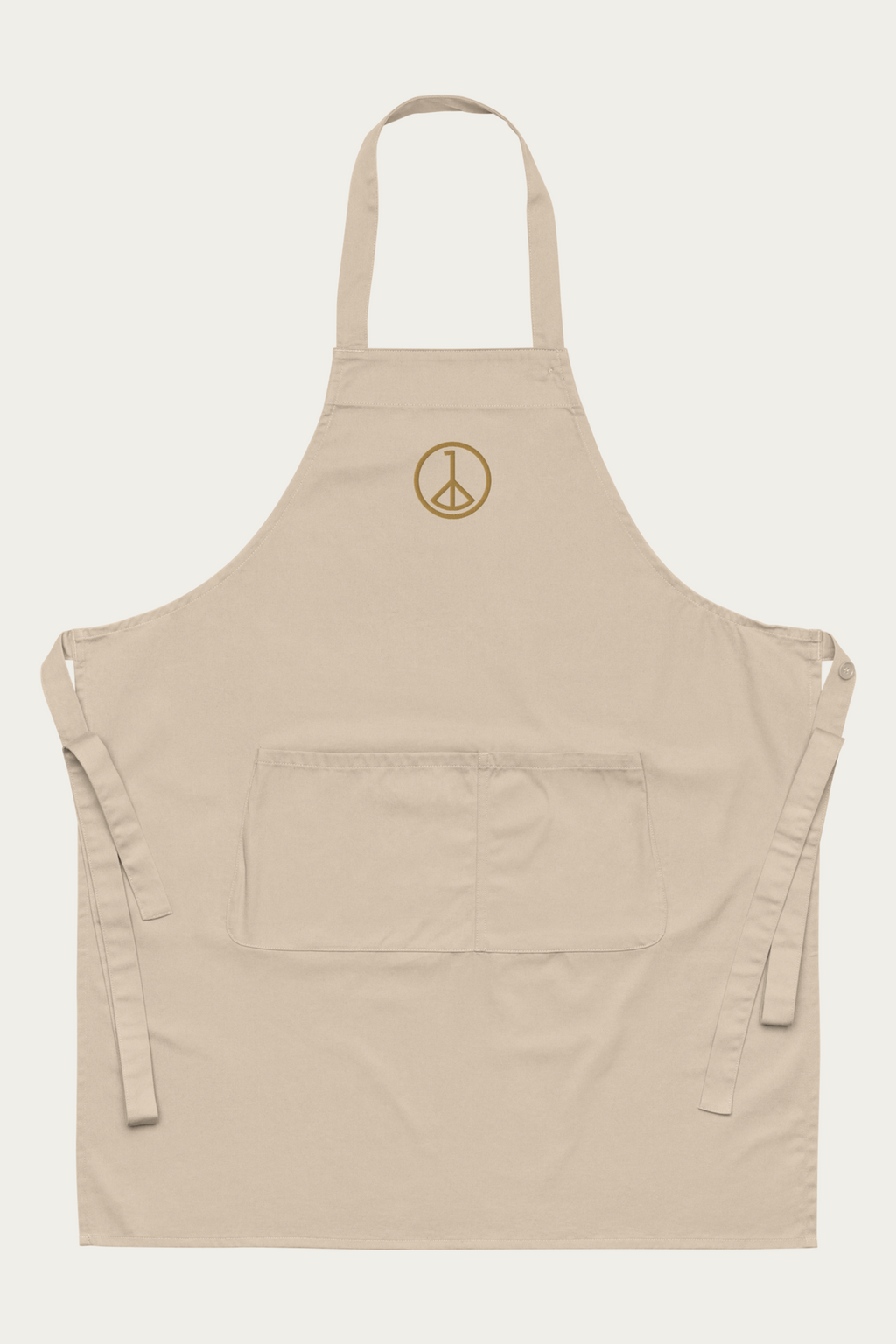 Andre Blunt cotton apron in natural, front, on a Cloud White ground