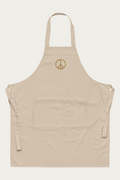Andre Blunt cotton apron in natural, front, on a Cloud White ground
