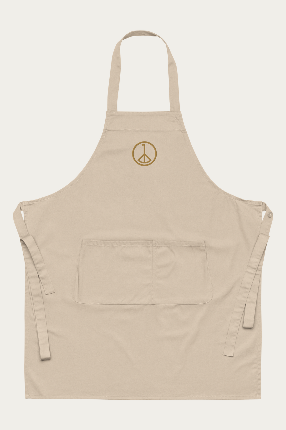 Andre Blunt cotton apron in natural, front, on a Cloud White ground