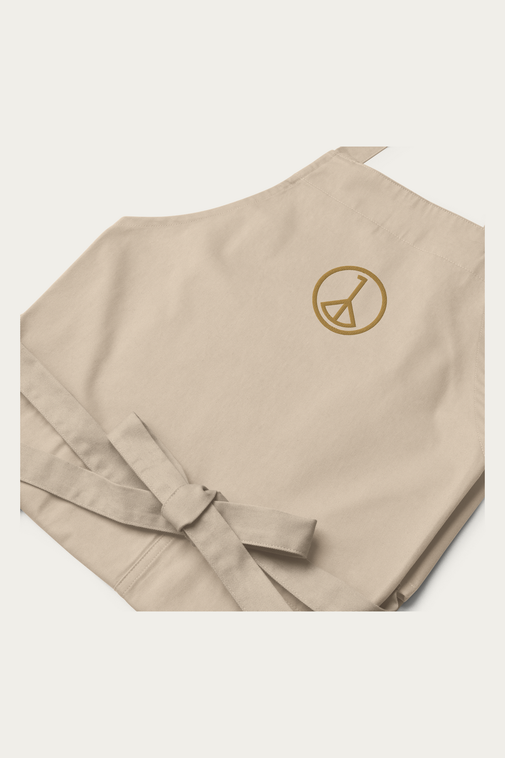 Andre Blunt cotton apron in natural, detail, on a Cloud White ground