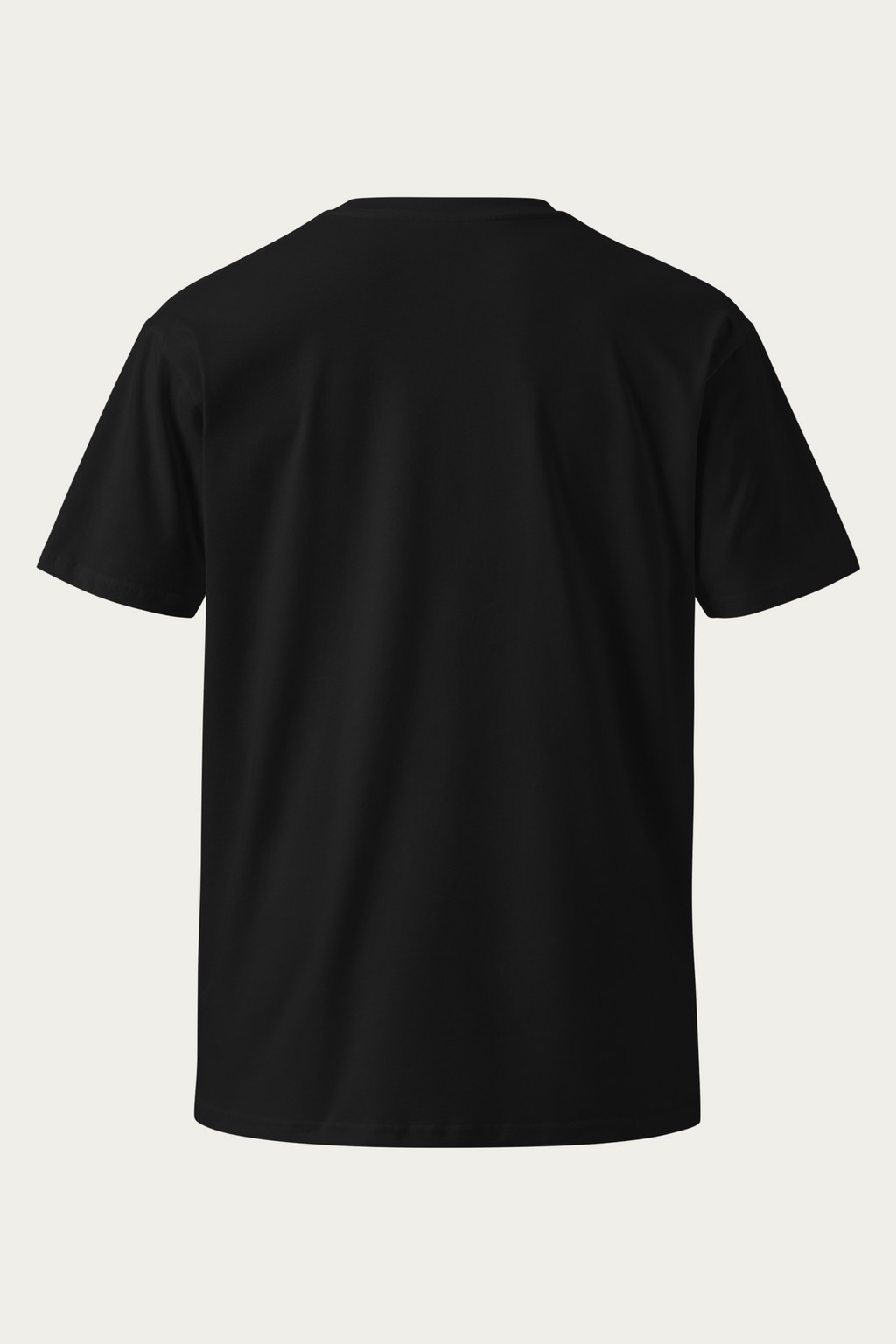 Crew-Neck Tee, Black by Andre Blunt, from the back, on a Cloud White ground