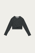 Andre Blunt line art cropped long-sleeve top, front