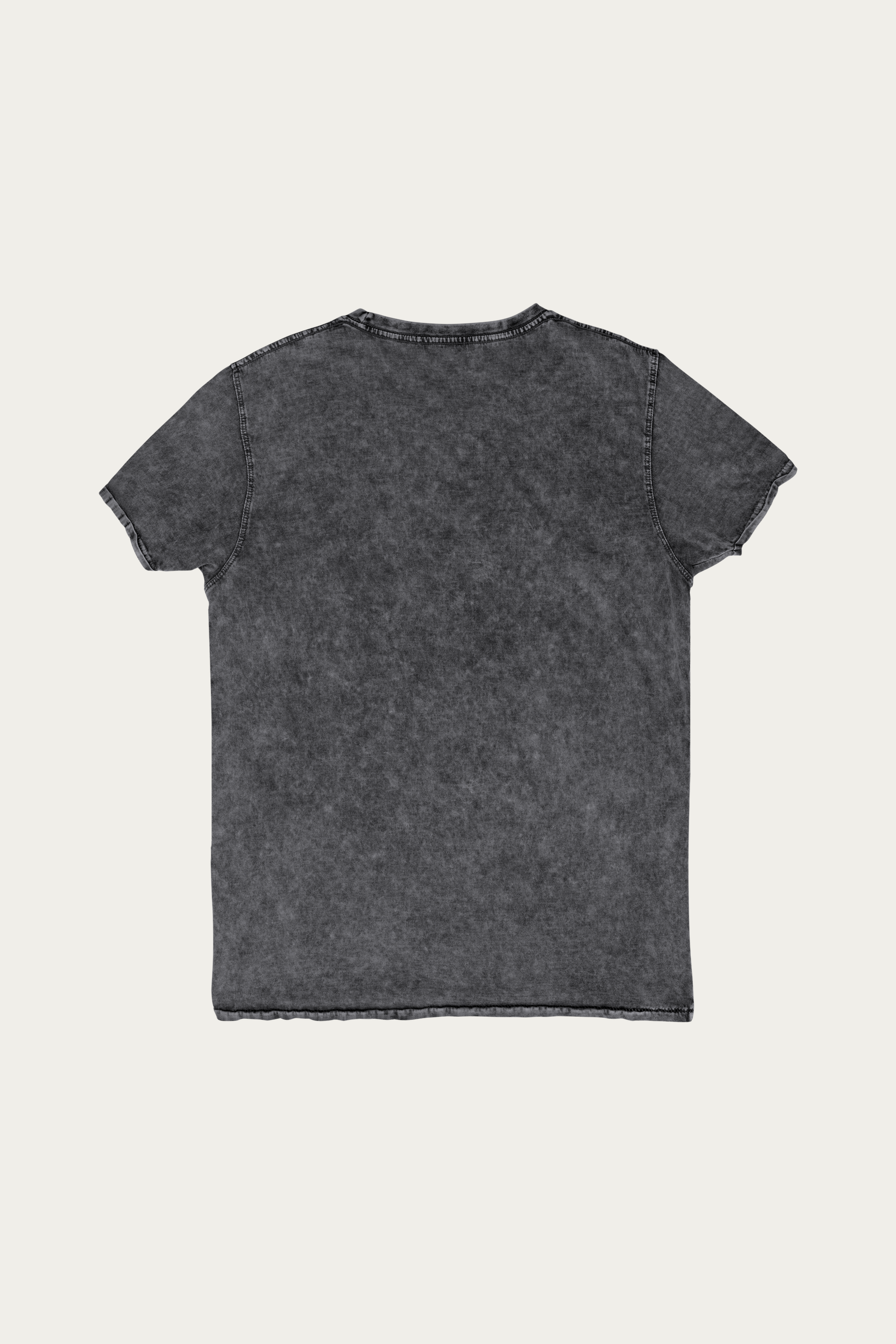Denim Tee, Black by Andre Blunt, back, on a Cloud White ground