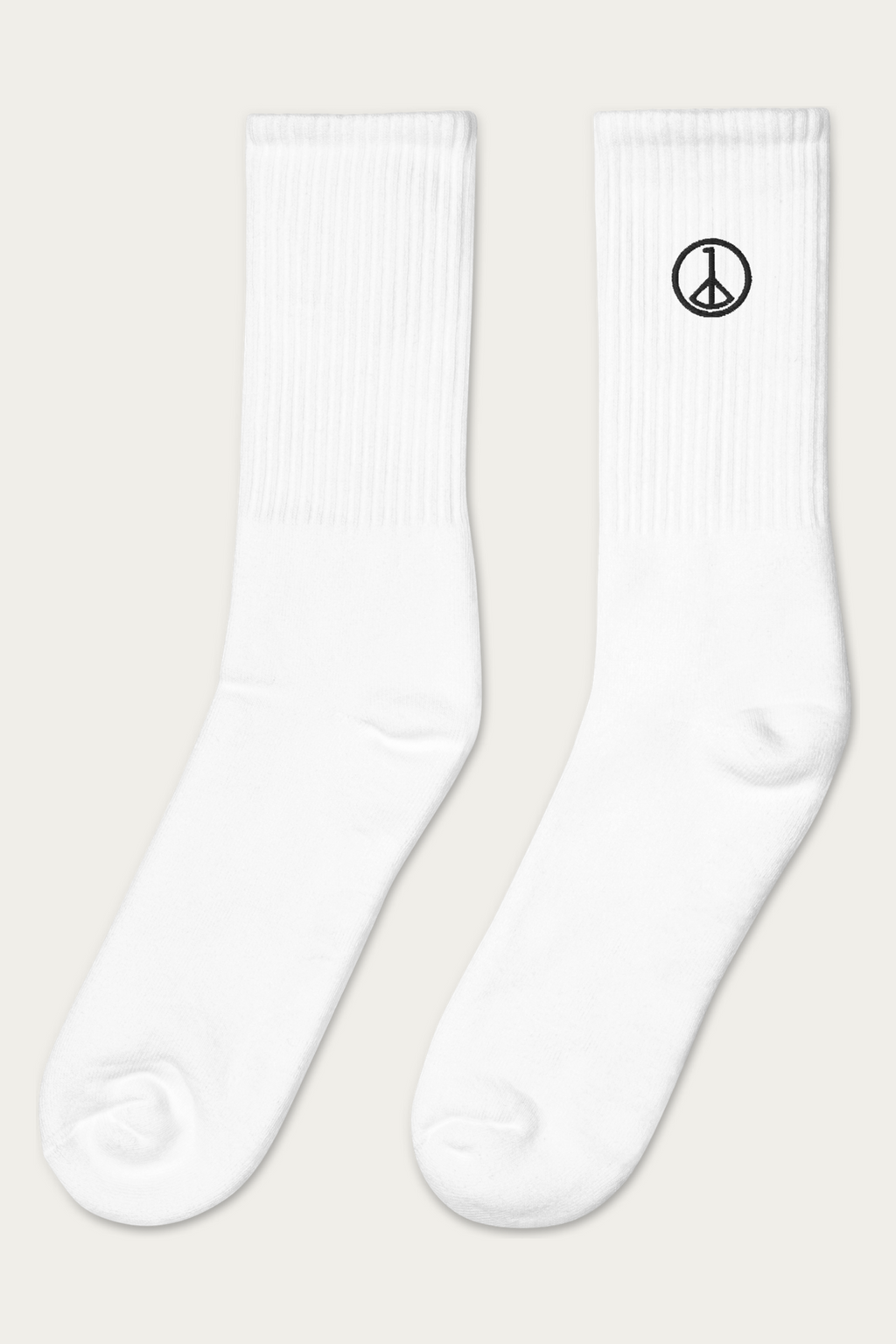 Embroidered Socks, White by Andre Blunt, from the left, on a Cloud White ground