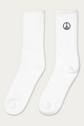 Embroidered Socks, White by Andre Blunt, from the left, on a Cloud White ground